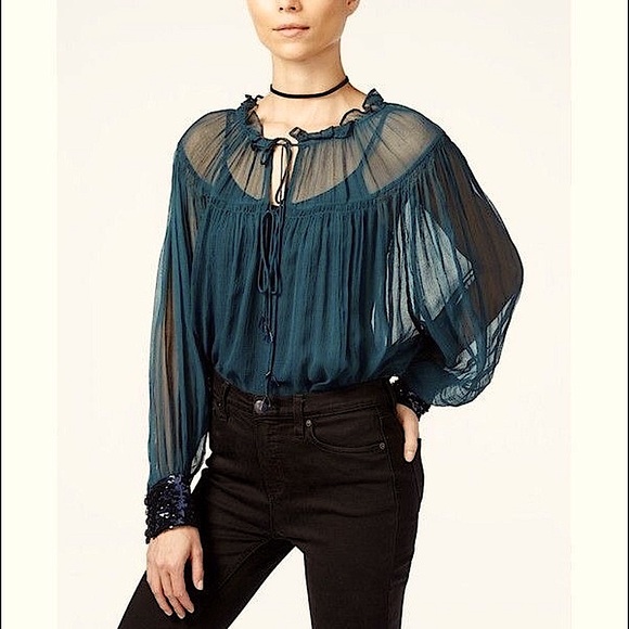 NWT FREE PEOPLE DREAM CUFF BLOUSE TOP - Picture 3 of 6